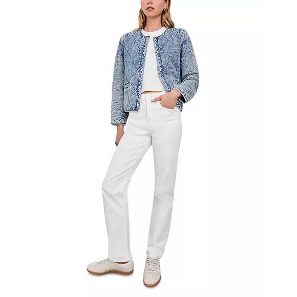 Rails Women Blue Denim Light Wash Ency Front Button Quilted Boxy Jacket Size XL - Picture 5 of 6
